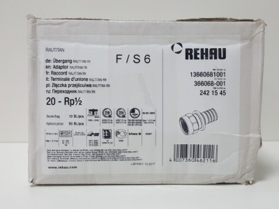366068-001 Переходник с наружной резьбой Rehau Rautitan RX 20 x 1/2" В