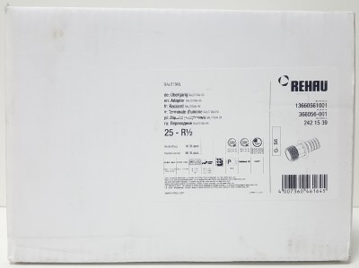 366056-001 Переходник с наружной резьбой Rehau Rautitan RX 25 x 1/2" Н