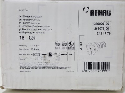 366076-001 Переходник с накидной гайкой Rehau Rautitan RX 16 × 3/4" В