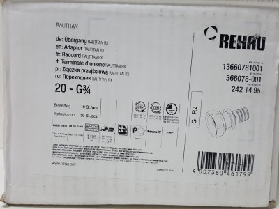 366078-001 Переходник с накидной гайкой Rehau Rautitan RX 20 x 3/4" В