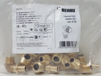 366088-001 Колено с наружной резьбой Rehau Rautitan RX 16 x 1/2" Н