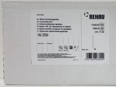 266242-001 Трубка Г-образная Rehau Rautitan 16 x 15 x 250 мм