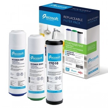 Комплект картриджів Ecosoft AquaGreen для систем зворотного осмосу CHV3ECOAGR Комплект картриджів Ecosoft AquaGreen для систем зворотного осмосу CHV3ECOAGR
