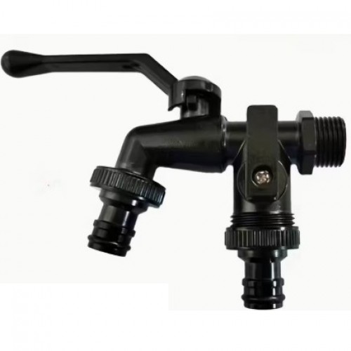 Кран кульовий поливальний Faucet - 1/2" Double (Black) Кран кульовий поливальний Faucet - 1/2" Double (Black)